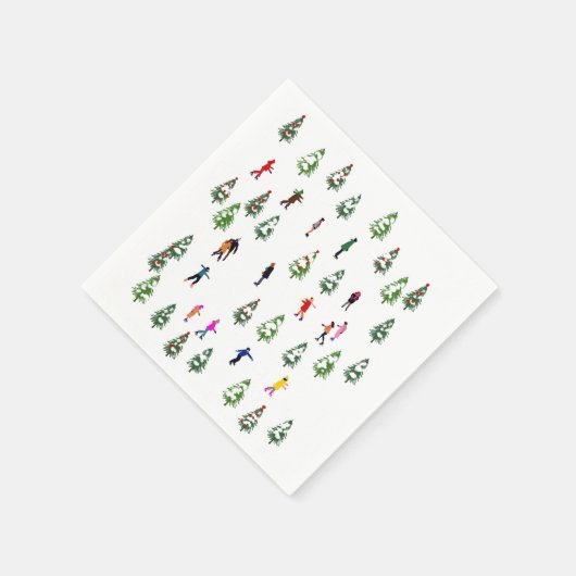 Serviette En Papier Patineurs sur glace Pine │ patinage sur glace Noël (Coin)