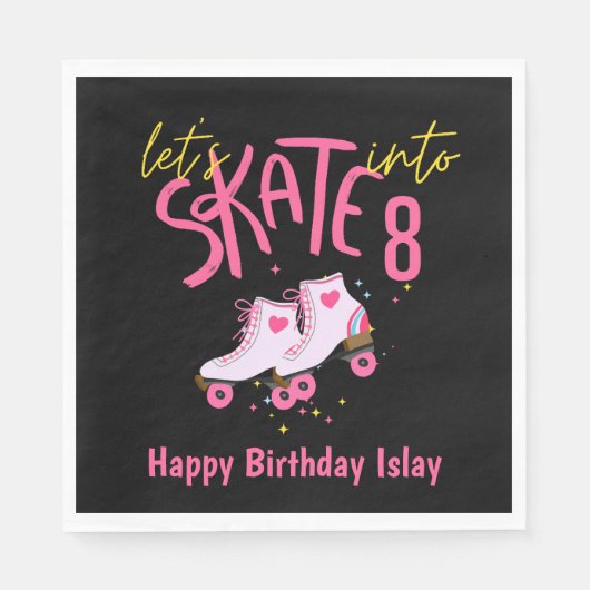 Serviette En Papier Patinons dans huit papier d'anniversaire Napkin (Devant)