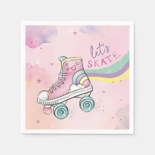 Serviette En Papier Patinons l Rainbow rétro Super Anniversaire (Devant)