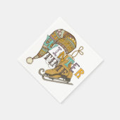 Serviette En Papier Patins à glace d'hiver mignonne tricot casquette (Coin)