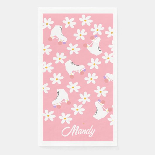 Serviette En Papier Patins à rouleaux rose floral Patins à rouleaux Pa (Devant)