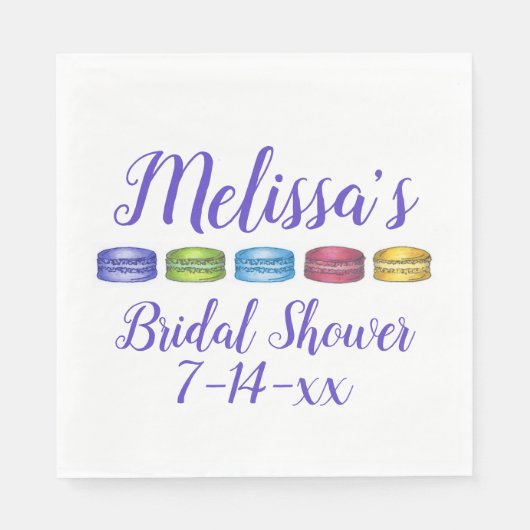 Serviette En Papier Pâtisserie de Cookie Macaron Français Pastel Showe (Devant)