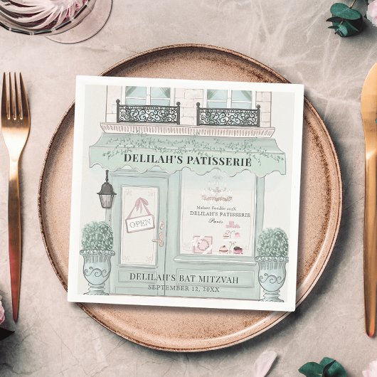 Serviette En Papier pâtisserie pâtisserie Paris Bat mitzvah vert