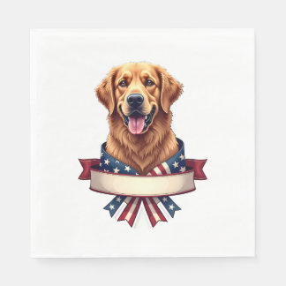 Serviette En Papier Patriote Tee-shirt à ruban bannière Golden Retriev
