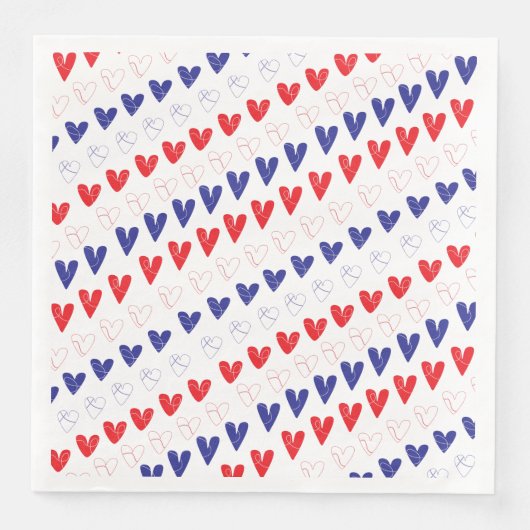 Serviette En Papier Patriotic Hearts Diner Napkins (Devant)