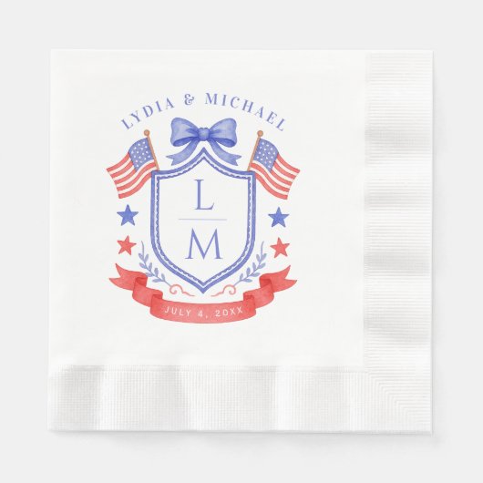 Serviette En Papier Patriotic Red White & I Do Monogram Wedding (Devant)