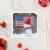 Serviette En Papier Patriotic Snowman With American Flag (En situation)