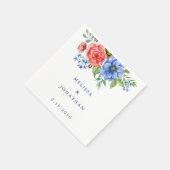 Serviette En Papier Patriotique Floral Rouge Bleu Blanc 4 Juillet Mari (Coin)