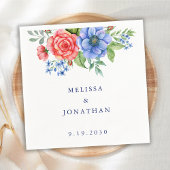 Serviette En Papier Patriotique Floral Rouge Bleu Blanc 4 Juillet Mari