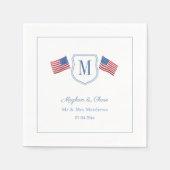 Serviette En Papier Patriotique Monogramme Mariage Crest USA Fête des  (Devant)