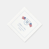 Serviette En Papier Patriotique Monogramme Mariage Crest USA Fête des  (Coin)