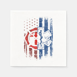 Serviette En Papier Patriotique Paramedtic Firefighter EMT USA Drapeau