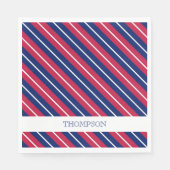 Serviette En Papier Patriotique rayures Rouge Blanc Bleu NOM Classique (Devant)