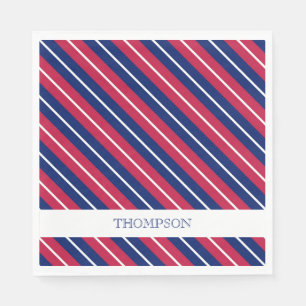 Serviette En Papier Patriotique rayures Rouge Blanc Bleu NOM Classique