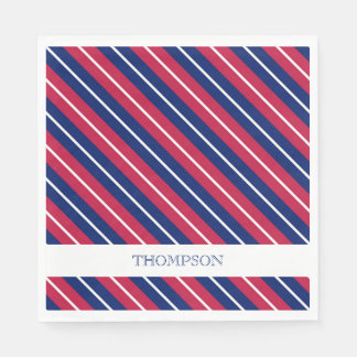 Serviette En Papier Patriotique rayures Rouge Blanc Bleu NOM Classique