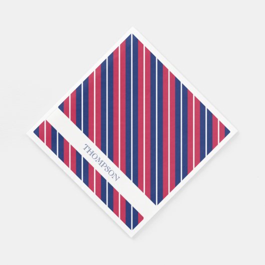 Serviette En Papier Patriotique rayures Rouge Blanc Bleu NOM Classique (Coin)