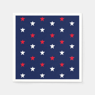 Serviette En Papier Patriotique rouge blanc foncé bleu marine étoiles 