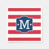 Serviette En Papier Patriotique Rouge Bleu Bleu Personnalisé Monogramm (Devant)