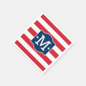 Serviette En Papier Patriotique Rouge Bleu Bleu Personnalisé Monogramm (Coin)