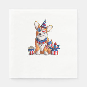 Serviette En Papier Patriotique Welsh Corgi Chien 4 juillet