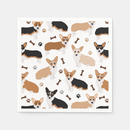 Serviette En Papier Patrouilles de chiens de Corgi et serviettes d'os (Devant)