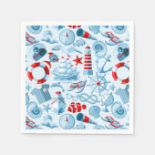 Serviette En Papier Patteries bleues rouges nautical (Devant)