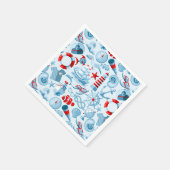 Serviette En Papier Patteries bleues rouges nautical (Coin)
