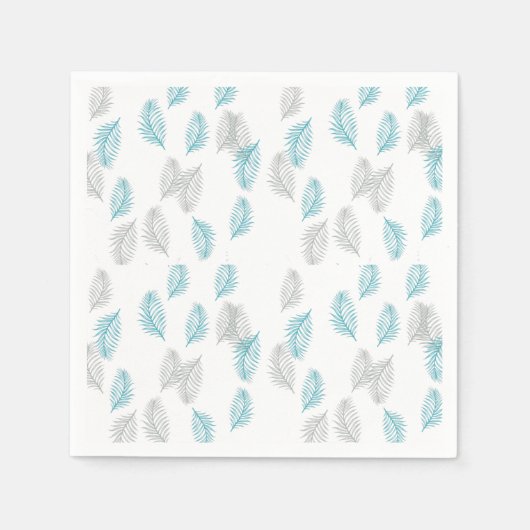 Serviette En Papier Pattern Blue & Gray Leaves (Devant)
