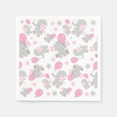 Serviette En Papier Pattern of Elephants, Cute Elephants - Pink Gray (Devant)