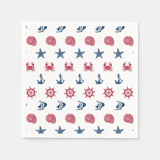 Serviette En Papier Pattern rouge blanc et bleu (Devant)