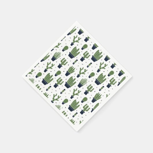Serviette En Papier Pattern Rustic Green Cactus (Coin)