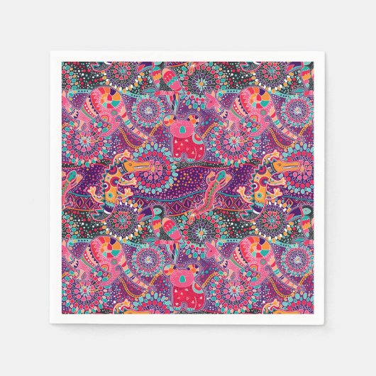 Serviette En Papier Patters animaux ethnic (Devant)