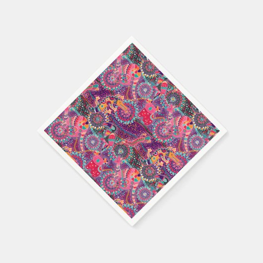 Serviette En Papier Patters animaux ethnic (Coin)