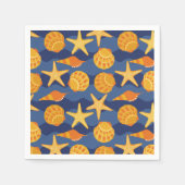 Serviette En Papier Patters bleus et orange Seashell (Devant)