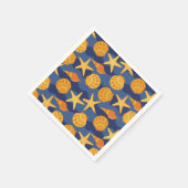 Serviette En Papier Patters bleus et orange Seashell (Coin)