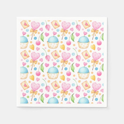 Serviette En Papier Patters de Hearts and Muffins (Devant)