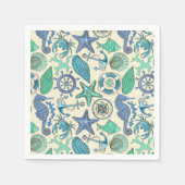 Serviette En Papier Patters de Teal Sea Animals (Devant)