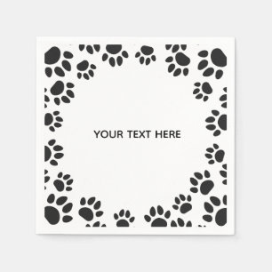 Serviette En Papier Pattes de chien noir et blanc personnalisées