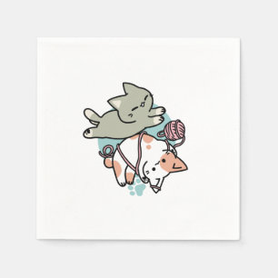 Serviette En Papier Pattounes et Jeux – Illustration de Chat Adorable
