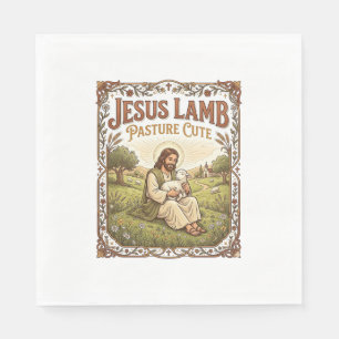 Serviette En Papier Pâturage de Jésus agneau Mignon Pâturage de Jésus