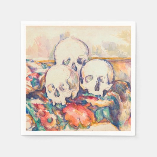 Serviette En Papier Paul Cezanne - Aquarelle à trois crânes (Devant)