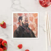 Serviette En Papier Paul Cezanne - Autoportrait avec arrière - plan ro (En situation)