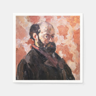 Serviette En Papier Paul Cezanne - Autoportrait avec fond rose