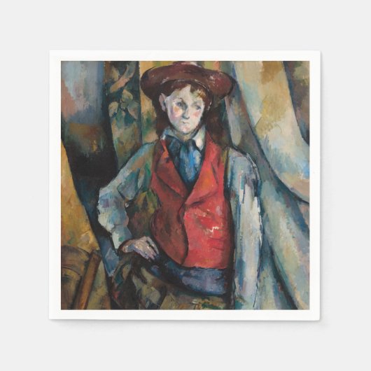 Serviette En Papier Paul Cezanne - Garçon dans la veste rouge (Devant)