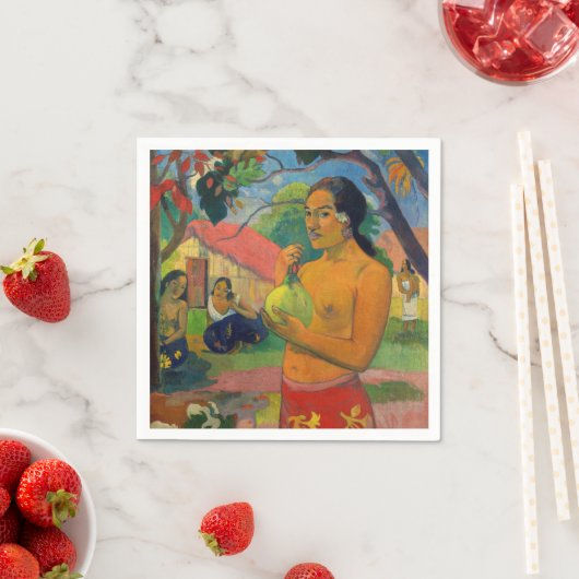 Serviette En Papier Paul Gauguin - Une femme tenant un fruit (En situation)