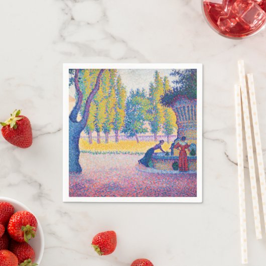 Serviette En Papier Paul Signac - Fontaine des Lices, Saint-Tropez (En situation)