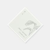 Serviette En Papier Paume feuilleté minimum croquis noir Mariage blanc (Coin)