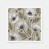 Serviette En Papier Pavot blanc et coccinelle (Devant)
