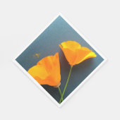 Serviette En Papier Pavot de Californie sur bleu (Coin)