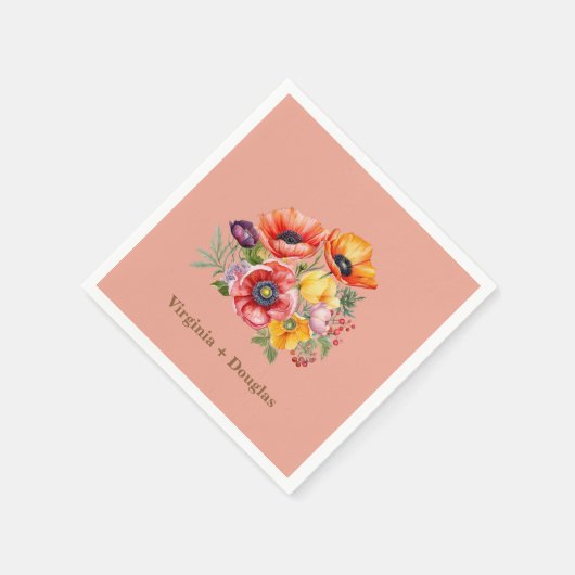 Serviette En Papier Pavot Fleurs Mariage serviettes (Coin)